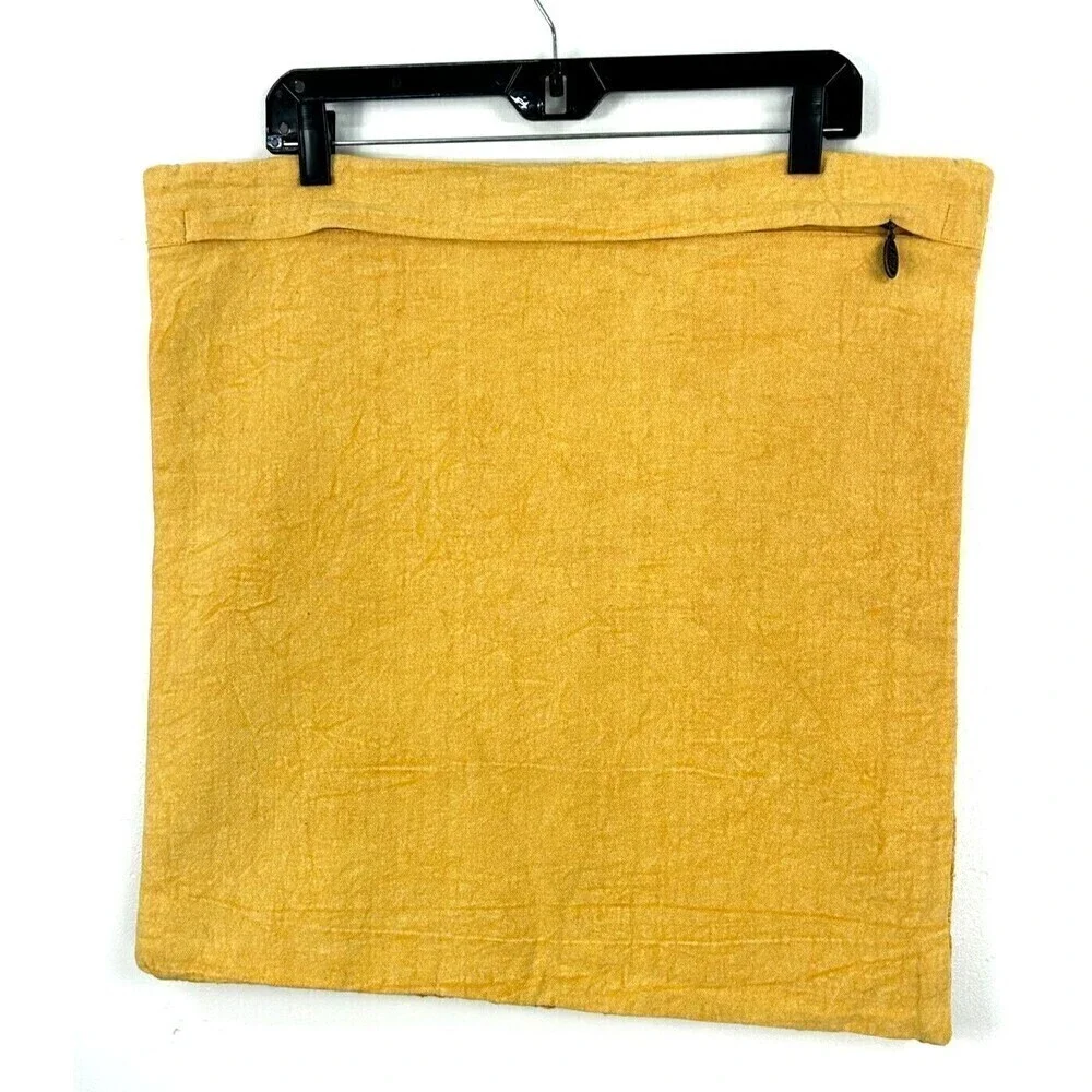 Pier One Cotton Throw Pillow Covers Yellow 20 x 20 Boho Embroidered Set‎ Of 2 U4